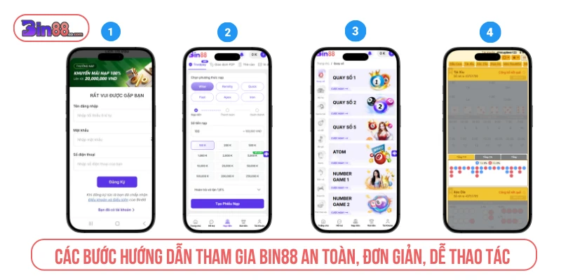 Bin88 – Trang Chủ Game Đổi Thưởng Thượng Lưu #1 Châu Á Các bước hướng dẫn tham gia BIN88 an toàn, đơn giản, dễ thao tác