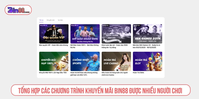 Bin88 – Trang Chủ Game Đổi Thưởng Thượng Lưu #1 Châu Á Tổng hợp các chương trình khuyến mãi BIN88 được nhiều người chơi tham gia